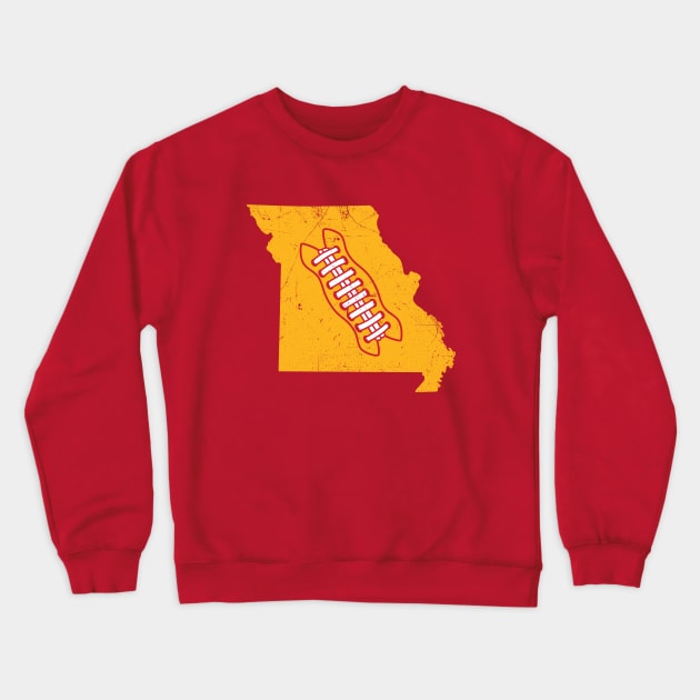 KC Missouri Retro Football - Red Crewneck Sweatshirt by KFig21